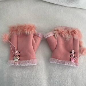 Leather and Wool Fingerless Mittens